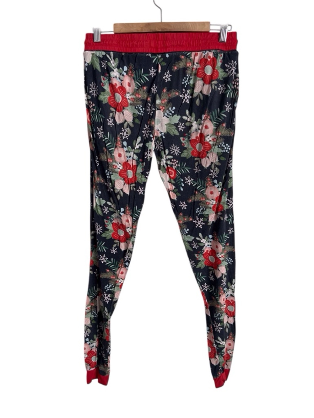 Little Sleepies Pajama Pants Floral Jogger Sleep PJ Grey Red Bamboo Womens Small